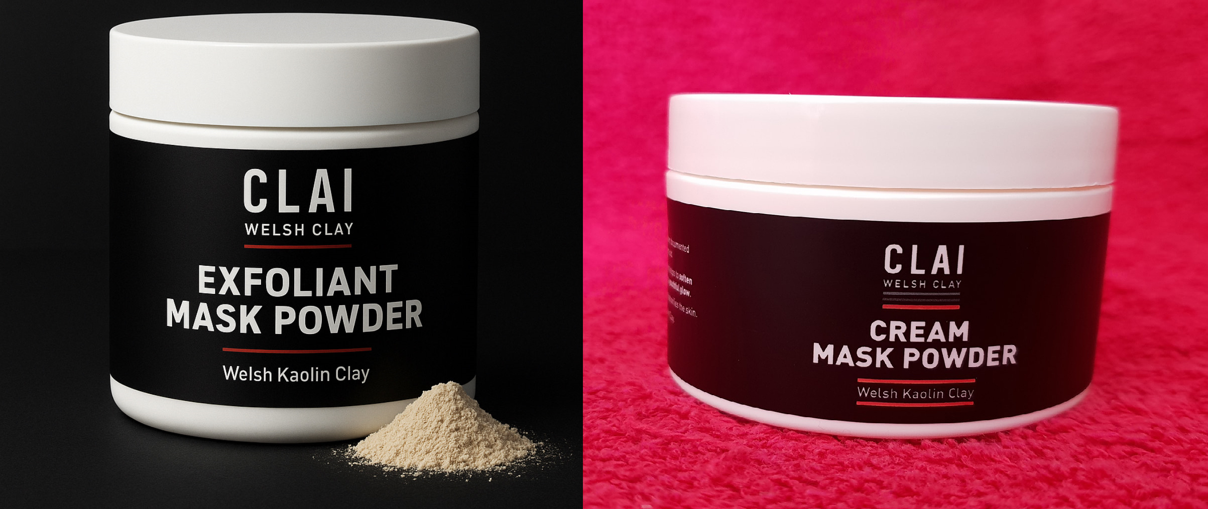CLAI Exfoliate & Cream Mask Duo – Welsh Kaolin Clay Skincare Bundle